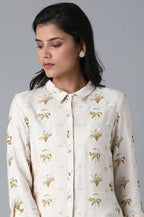W for Woman Ecru Printed Top | Grocsy