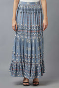 W for Woman Chambray Blue Tiered Skirt | Grocsy