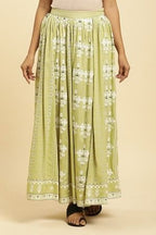W for Woman Light Green Print Mix Skirt | Grocsy
