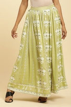 W for Woman Light Green Print Mix Skirt | Grocsy