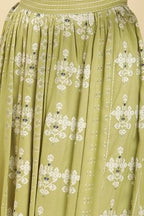 W for Woman Light Green Print Mix Skirt | Grocsy