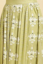 W for Woman Light Green Print Mix Skirt | Grocsy