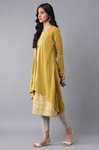 W for Woman Yellow Embroidered Winter Jacket | Grocsy