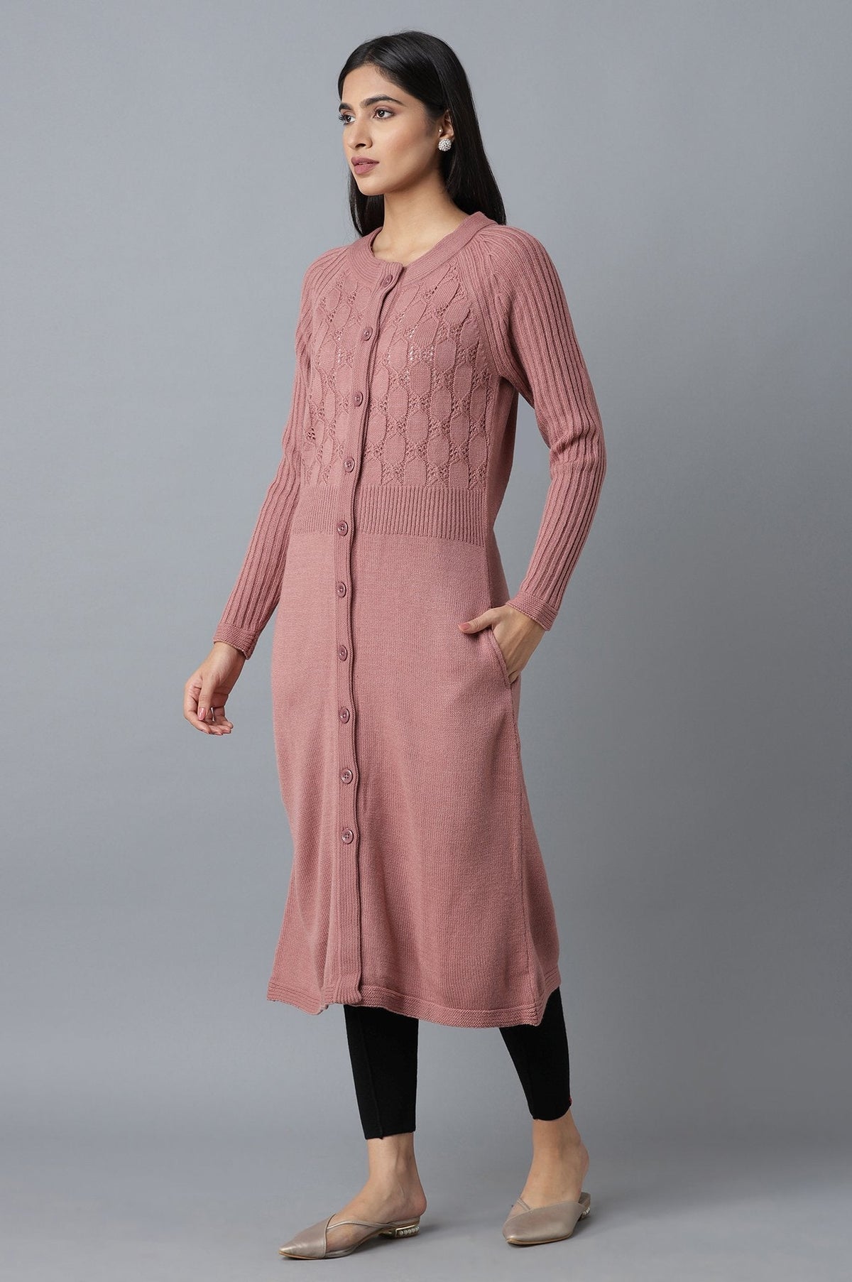 W for Woman Pink Acrowool Jacket | Grocsy