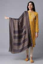 W for Woman Blue Jacquard Shawl | Grocsy