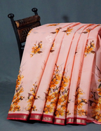 Peach Colour Block Print Pure Kota Cotton Saree By Gayathri Reddy Designer Studio | Grocsy