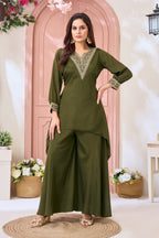 Anaita Mehndi Readymade Suit with Coding Work | Grocsy