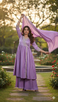 Anaita Purple Anarkali Readymade Suit with Embroidery Work | Grocsy