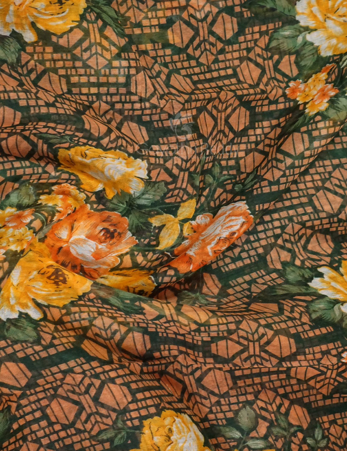 Shades of Green Colour Floral Design Semi Chanderi Saree By Gayathri Reddy Designer Studio | Grocsy
