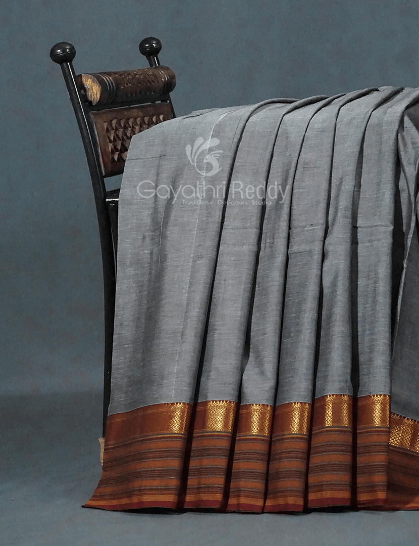 Kalanetha Grey Coloured Pure Narayanpet Cotton Saree By Gayathri Reddy Designer Studio | Grocsy