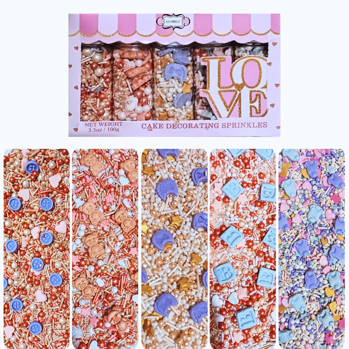 Confect Girls Baby Shower Sprinkles | Edible Sprinkles | Grocsy