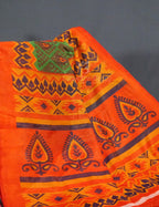 Parrot Green Printed Cotton Brasso Saree By Gayathri Reddy Designer Studio | Grocsy
