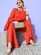 HERE&NOW Women Bandhani Polyester Fusion Bottom Kurta Set | Grocsy