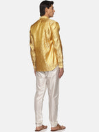Sethukrishna Men Gold-Toned Kurta with Pyjamas | Grocsy