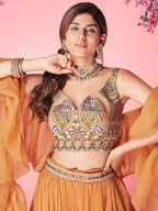Myra Orange Art Silk Designer Lehenga | Grocsy