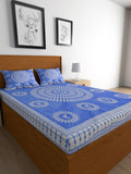 Urban Magic Blue Ethnic Motifs Printed Cotton 104 TC Queen Bedsheet With 2 Pillow Covers | Grocsy