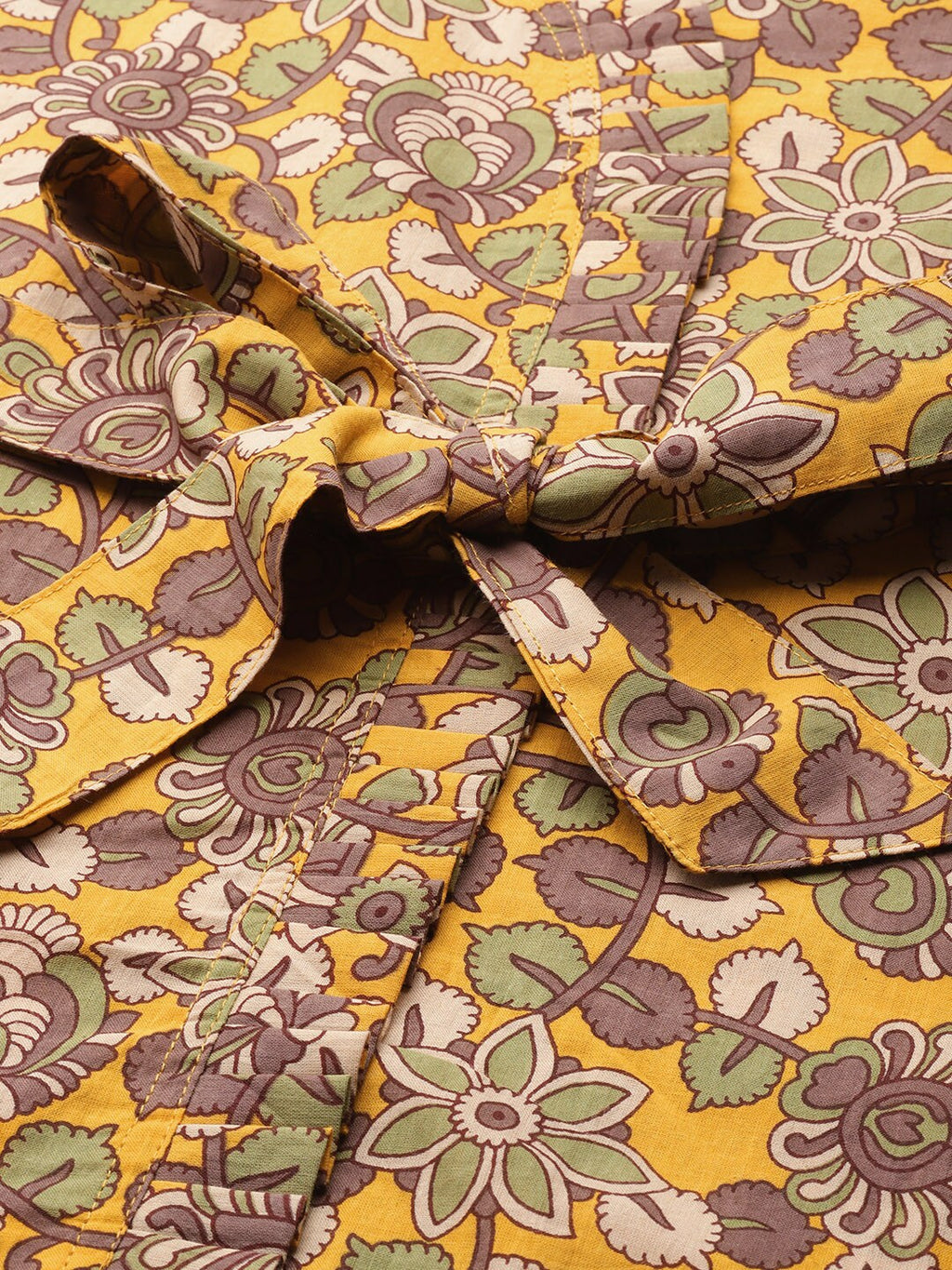 InWeave Mustard Kalamkari Print Co Ord Set With Belt | Grocsy