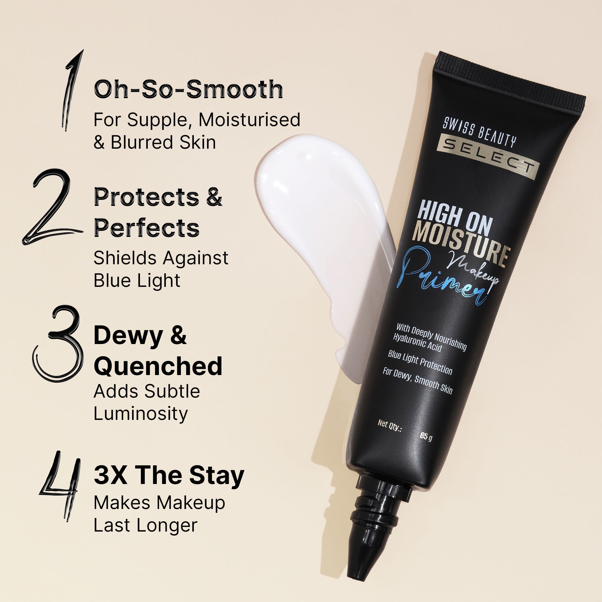 Swiss Beauty Select High On Moisture Makeup Primer Enriched With Glycerin & Hyaluronic Acid | Grocsy