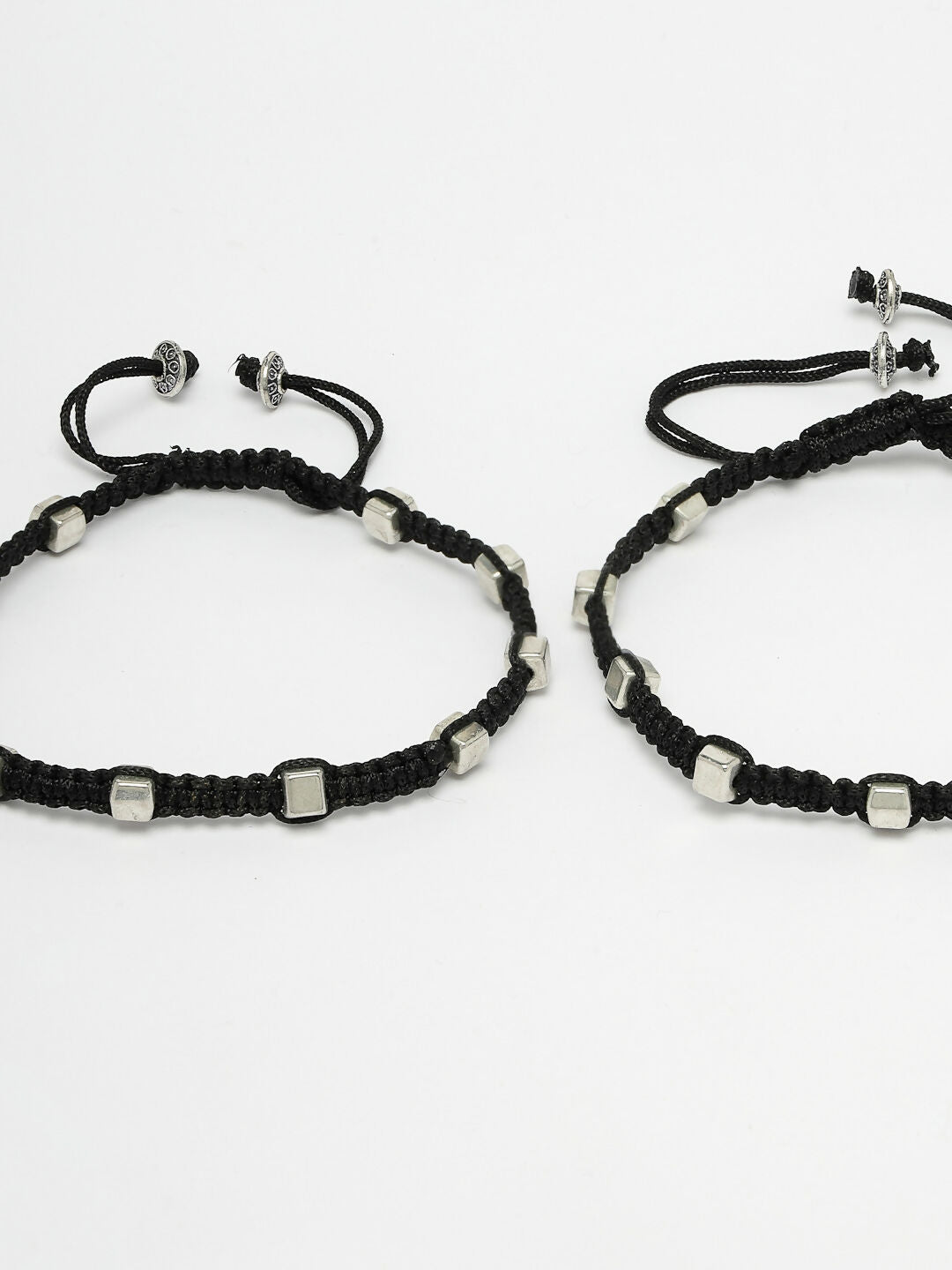 NVR Women's Evil Eye Adjustable Black Anklets | Grocsy