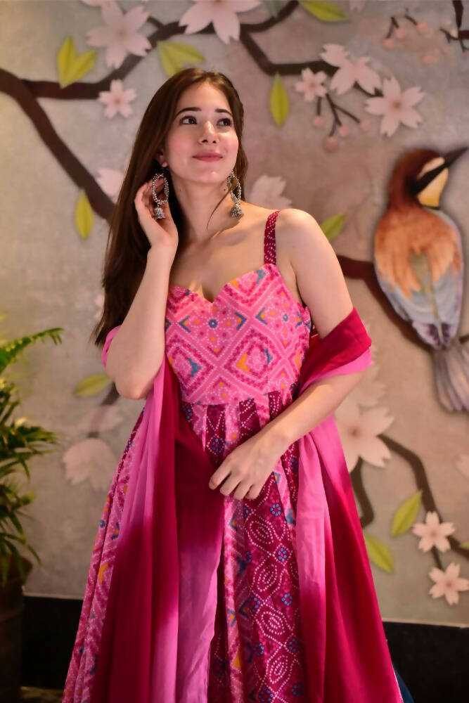 Partywear Designer Light Coral Pure Maslin Gown - Anbazaar | Grocsy