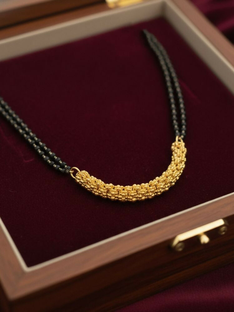 NVR Women Gold Plated Black Beaded Mangalsutra | Grocsy