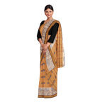 Exclusive Collection 100% Pure Cotton Biege Tant Saree With Hand Weaving Work | Grocsy