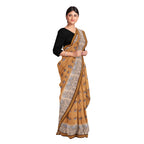 Exclusive Collection 100% Pure Cotton Biege Tant Saree With Hand Weaving Work | Grocsy