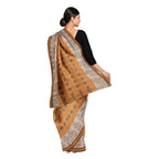 Exclusive Collection 100% Pure Cotton Biege Tant Saree With Hand Weaving Work | Grocsy