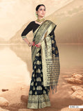 Vardha Black Woven Zari Banarasi Saree | Grocsy