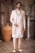 Raivat Ethnic Art Silk Embroidery Work 3 Pcs Indo Jacket Set In Cream Colour | Grocsy