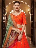 Myra Orange and green Georgette Designer Lehenga Choli | Grocsy