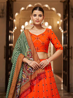 Myra Orange and green Georgette Designer Lehenga Choli | Grocsy