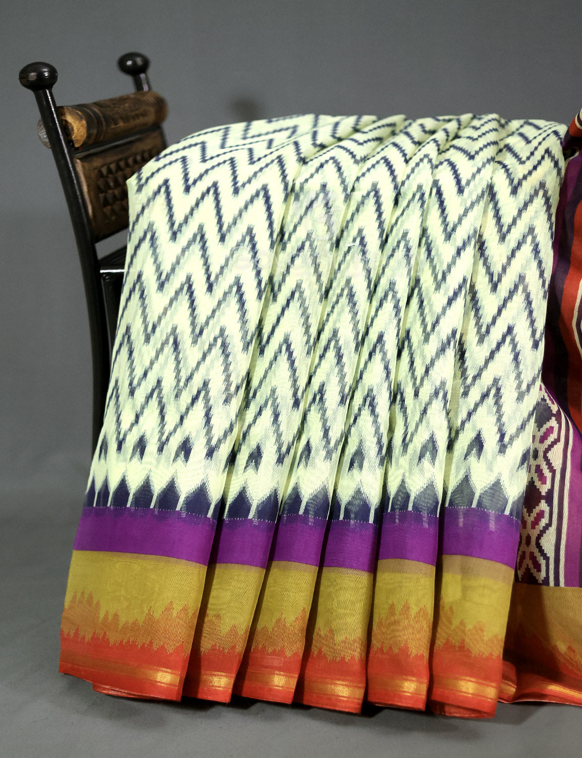 Shades of Cream And Red Blouse Patola Print Semi Chanderi Saree By Gayathri Reddy Designer Studio | Grocsy