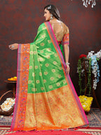 Lorenvalley Fashion Navyblue Kanjivaram Silk Woven Design with Zari Weaving Saree | Grocsy
