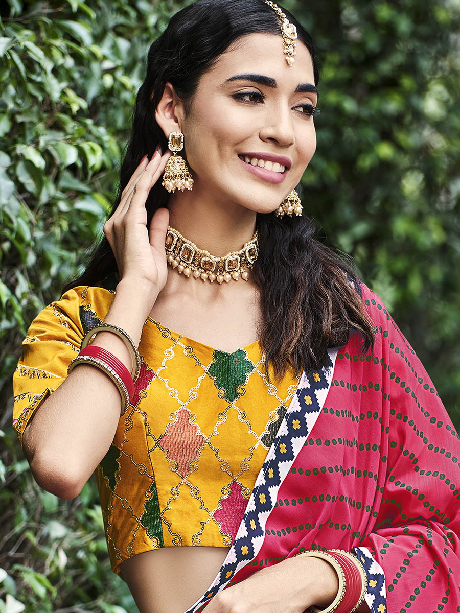 Myra Yellow Silk Embroidered Designer Lehenga Choli | Grocsy