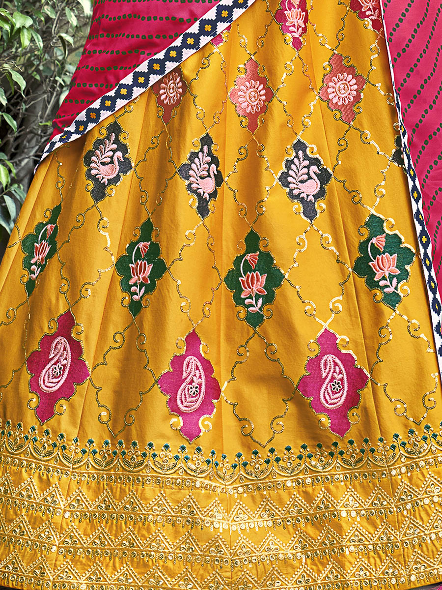 Myra Yellow Silk Embroidered Designer Lehenga Choli | Grocsy