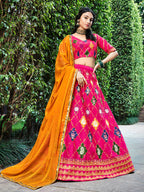 Myra Rani Pink Silk Embroidered Designer Lehenga Choli | Grocsy