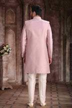 Raivat Ethnic Art Silk Embroidery Work Sherwani In Onion Pink Colour | Grocsy