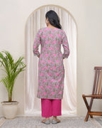 Vaasva Women Grey Cotton Printed Straight Kurti | Grocsy