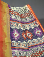 Shades of Cream And Red Blouse Patola Print Semi Chanderi Saree By Gayathri Reddy Designer Studio | Grocsy