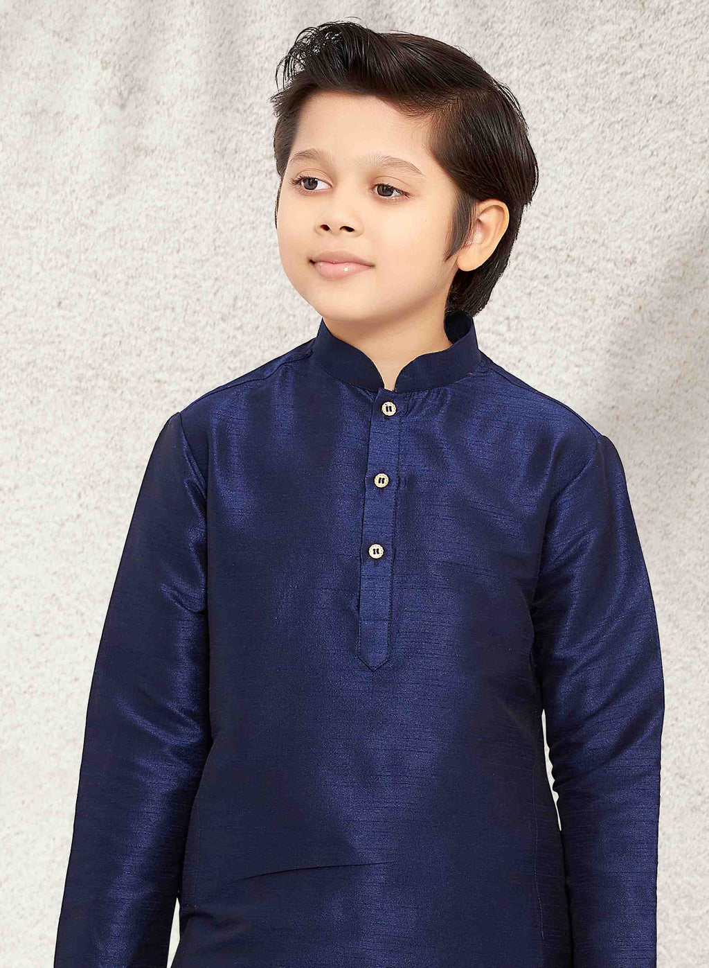 Raivat Ethnic Art Banarasi Silk Kids Kurta Pajama In Blue Colour | Grocsy