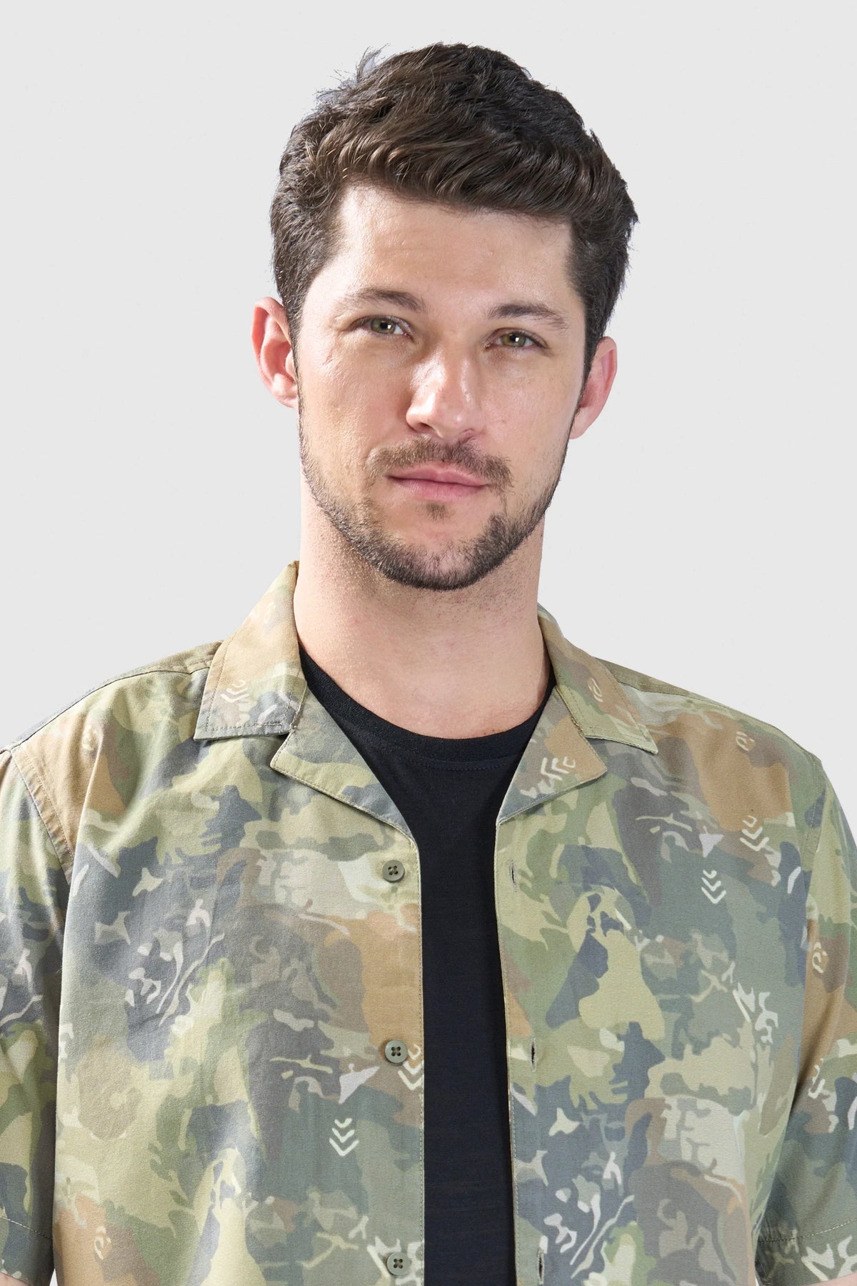 Xkind Olive Abstract Printed Relaxed Fit Shirt | Grocsy