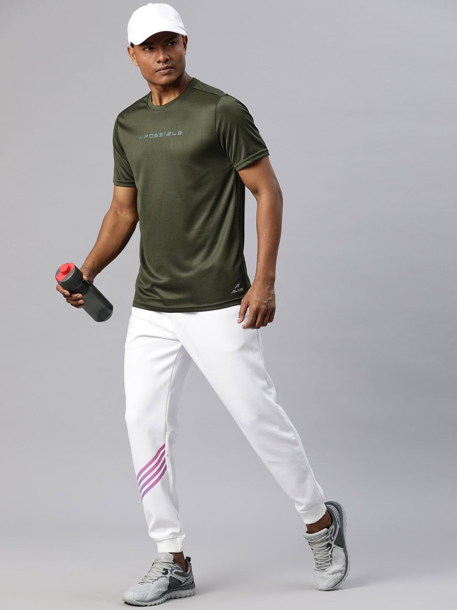 Alcis Men Typography Printed Dry Tech Slim Fit Sports T-shirt | Grocsy