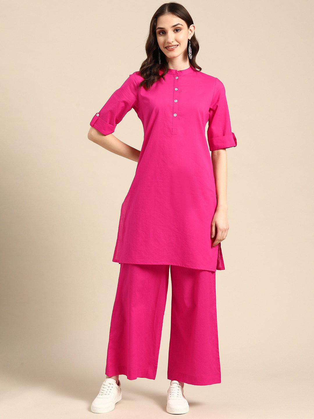Sangria Women Pure Cotton Kurta with Palazzos | Grocsy