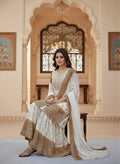 Anaita Brown & White Georgette Readymade Suit with Embroidery & Sequence Work | Grocsy