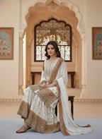Anaita Brown & White Georgette Readymade Suit with Embroidery & Sequence Work | Grocsy