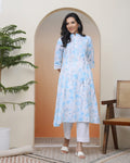Vaasva Women White Floral Cotton Printed Flare Kurti | Grocsy