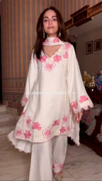 Anaita White Silk Readymade Suit with Thread Embroidery Work | Grocsy