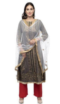 A R Silk Women's Net Net Chandna Handwork With Moti Laish Cream Fancy Dupatta | Grocsy