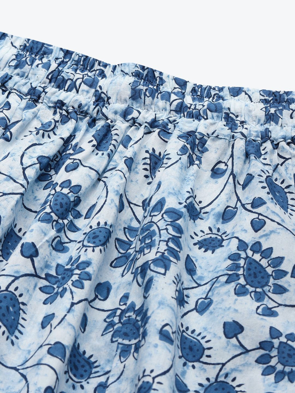 TAG 7 Women White & Blue Printed Pure Cotton Flared Palazzos | Grocsy